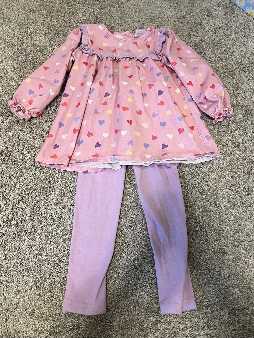 Stitchy Fish Pink Heart-Print Girls' Matching Set